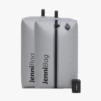 Jenni Vacuum Kit with two grey vacuum bags and one rechargeable pump