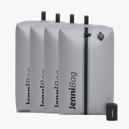 Jenni Vacuum Kit with four grey vacuum bags and one rechargeable pump