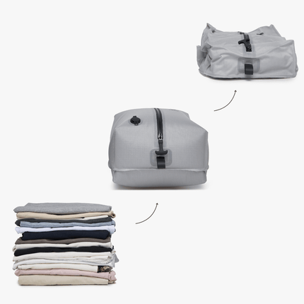 Folded clothing packed into a Jenni vacuum compression bag