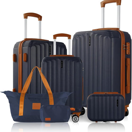 UUH 6-Piece Hardshell Luggage Set with TSA Locks — Dark Blue
