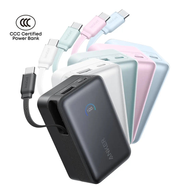 Anker Nano Power Bank 10000mAh 45W with Built-In Retractable USB-C Cable A1638