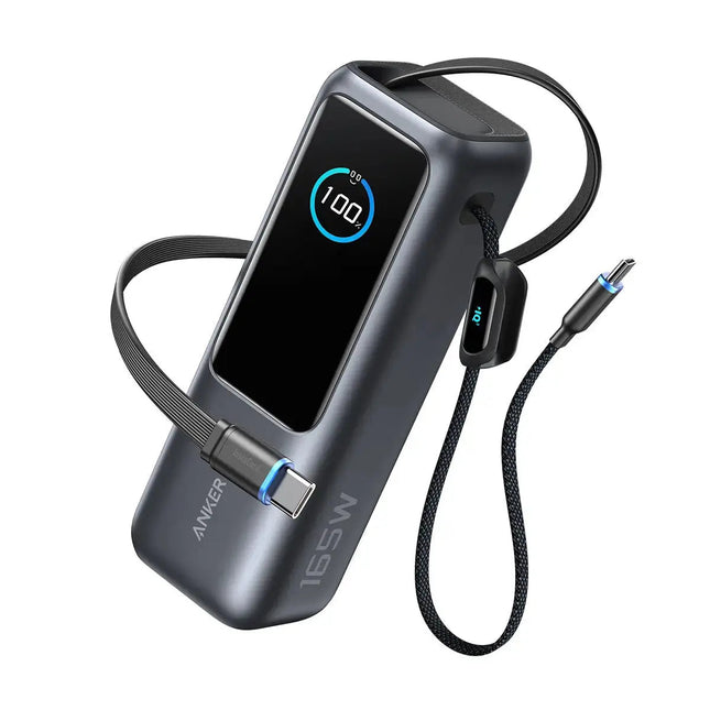 Anker Power Bank 25000mAh 165W Ultra-Fast Portable Charger with Built-In and Retractable USB C Cables A1695