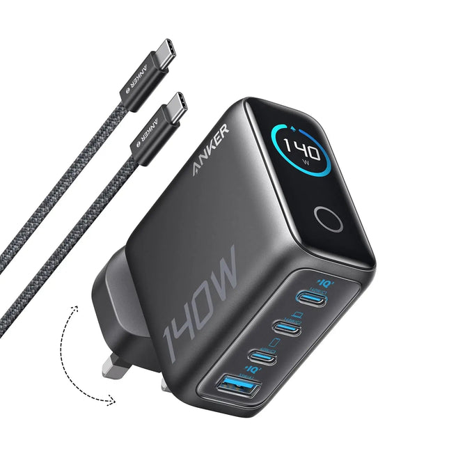 Anker Charger 140W, 4-Port Foldable PD 3.1 USB-C GaN Charger B2697 (with Cable)